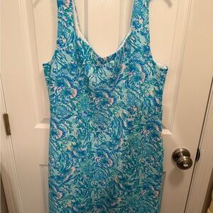 Sleeveless Lilly Pulitzer size XL Blue Floral Shift Dress NWOT